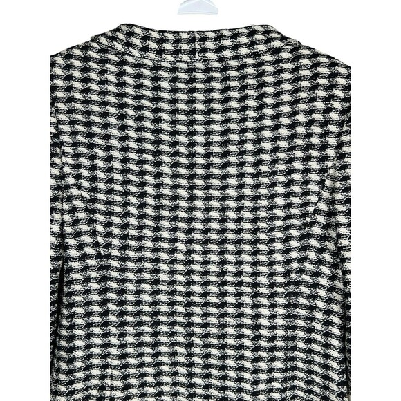 St. John Collection Houndstooth Knit Jacket Old Money Tweed Blazer Black White 2 - Picture 8 of 12